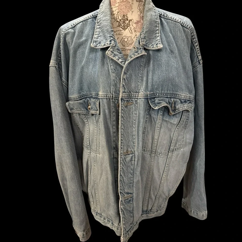 Vintage Banana Republic Denim Trucker Jacket Size XL Made In USA Cabincore EUC
